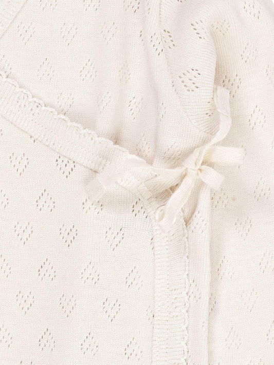 Pointelle Cross-Over Bodysuit, Cream