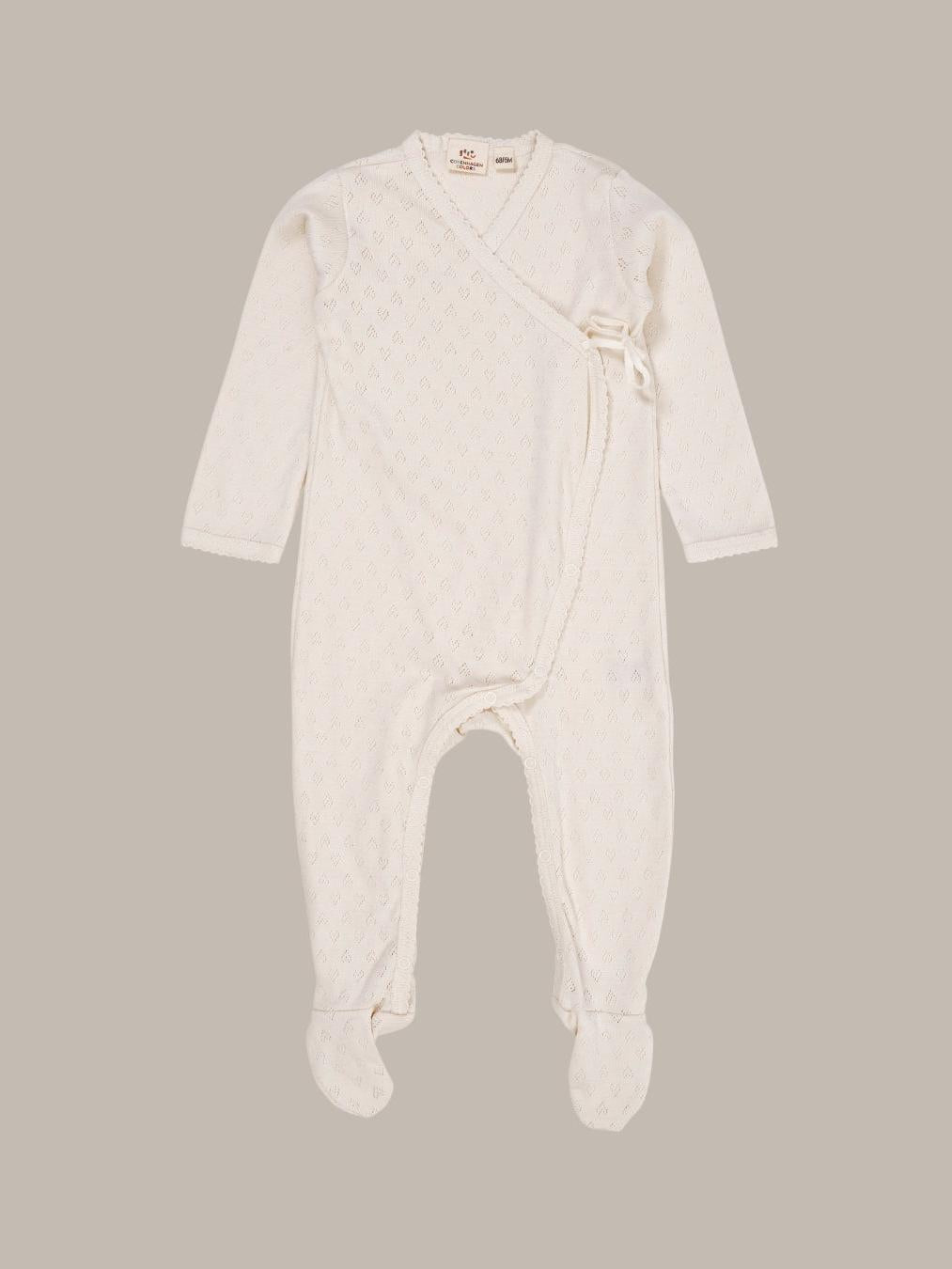 Pointelle Cross-Over Bodysuit, Cream