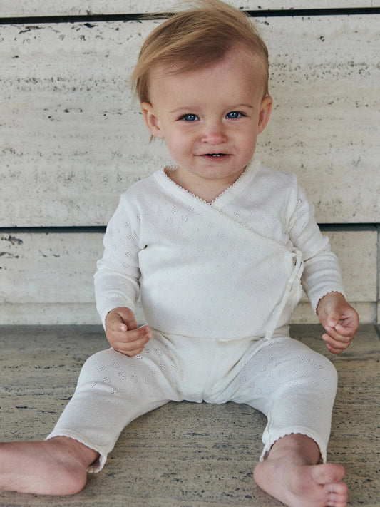 Pointelle Heart Leggings, Cream
