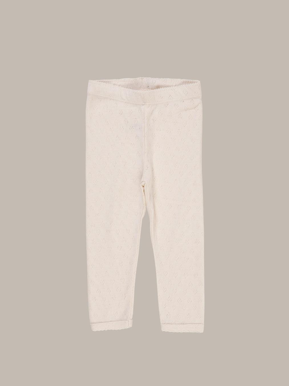 Pointelle Heart Leggings, Cream