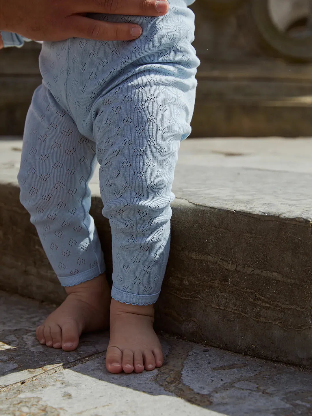 Pointelle Heart Leggings, Dusty Blue