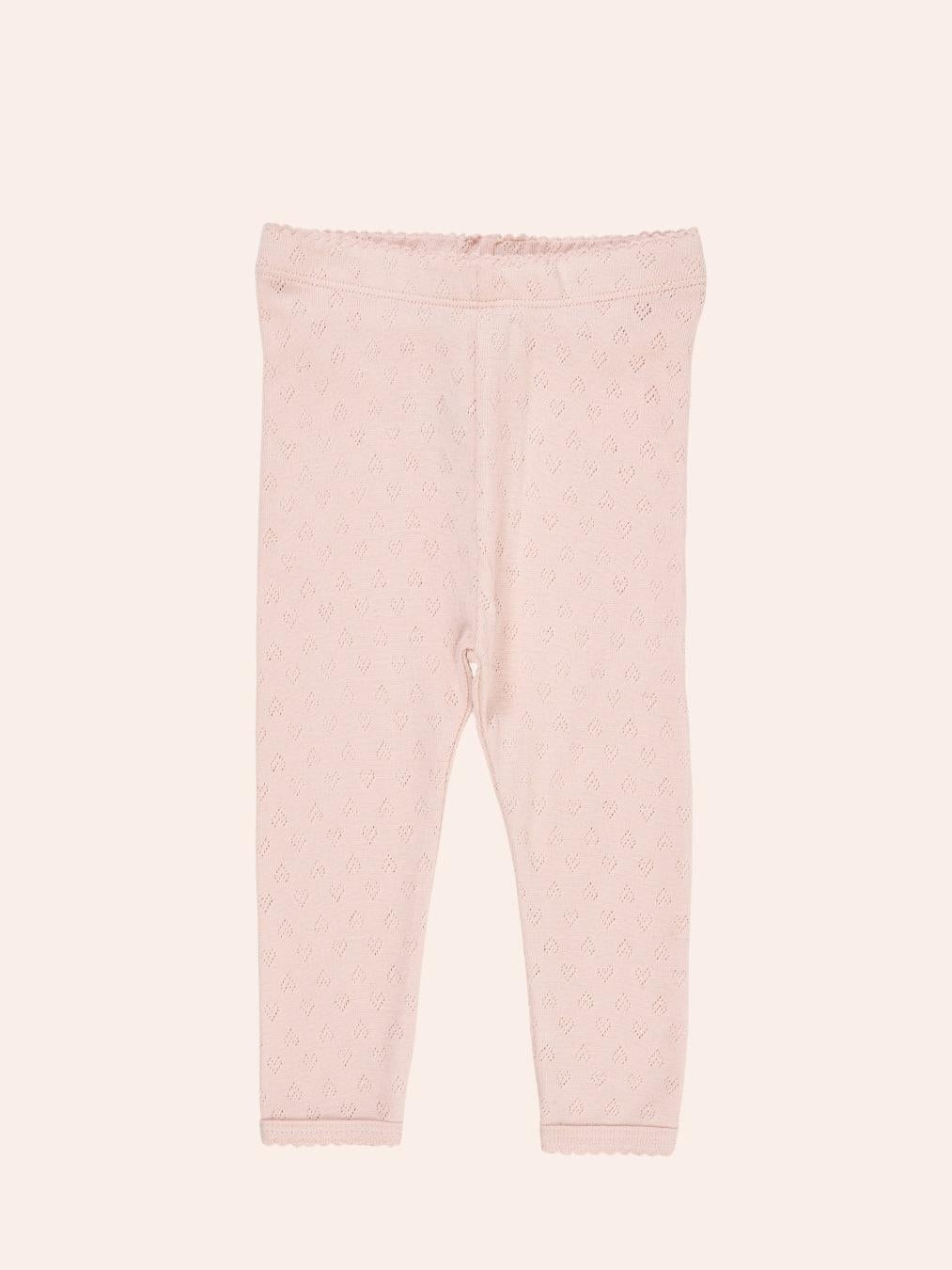 Pointelle Heart Leggings, Dusty Rose