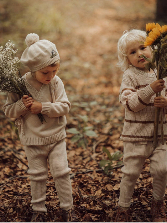 Pops Knit Leggings, Beige
