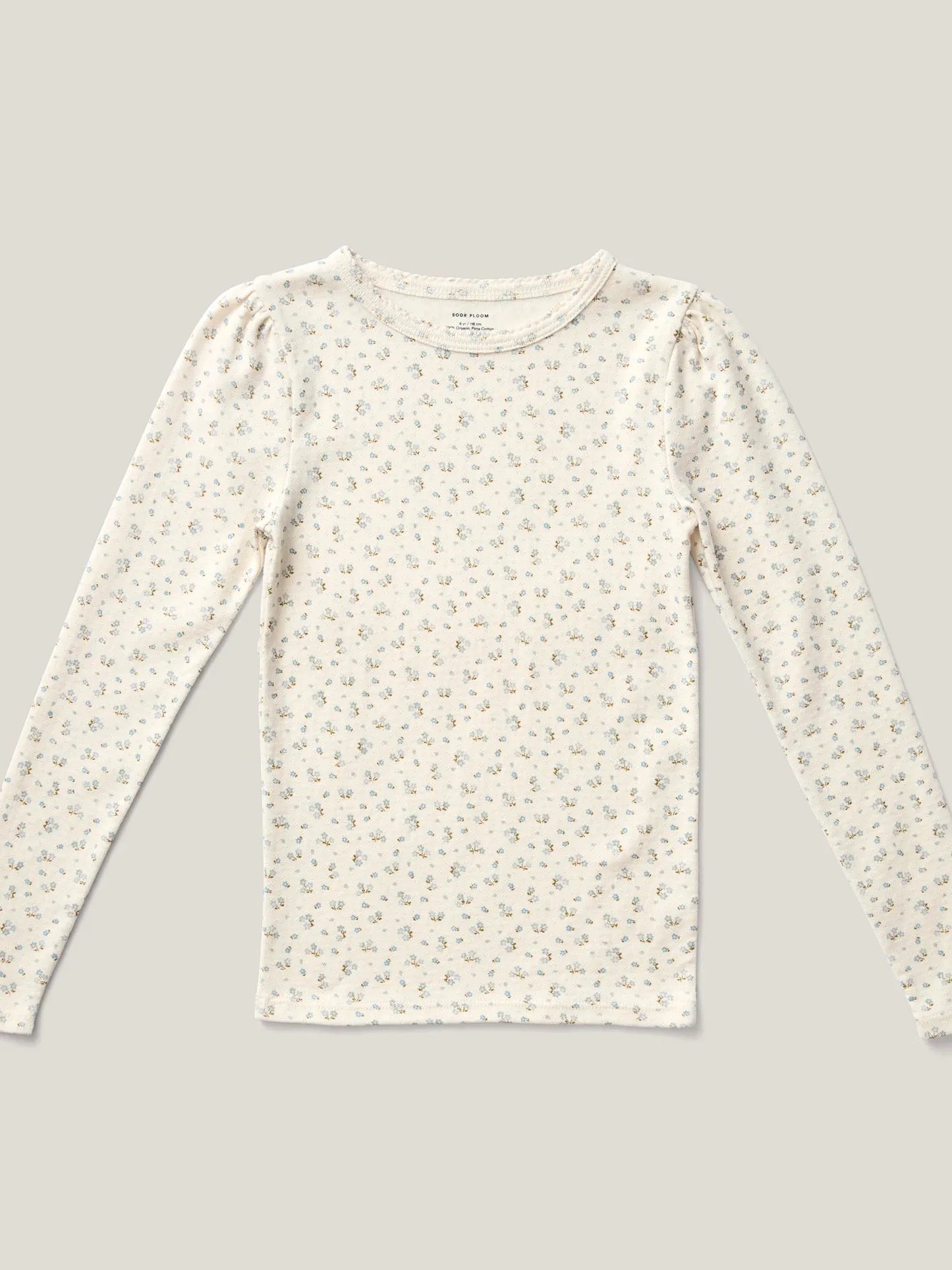 Pouf Tee, Calico Print Pointelle, Oasis.