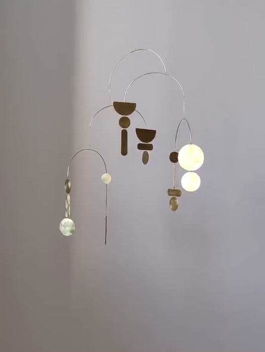 #1 Kinetic Brass Mobile, Small Wave Art, Handmade