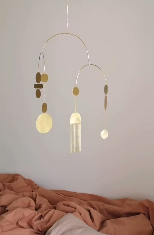 #2 Kinetic Brass Mobile, Small Wave Art, Handmade