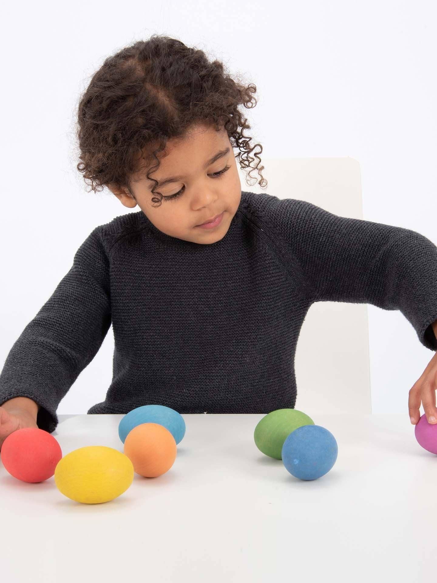 Rainbow Wooden Eggs Set of 7 – Montessori & Waldorf Inspired Toy
