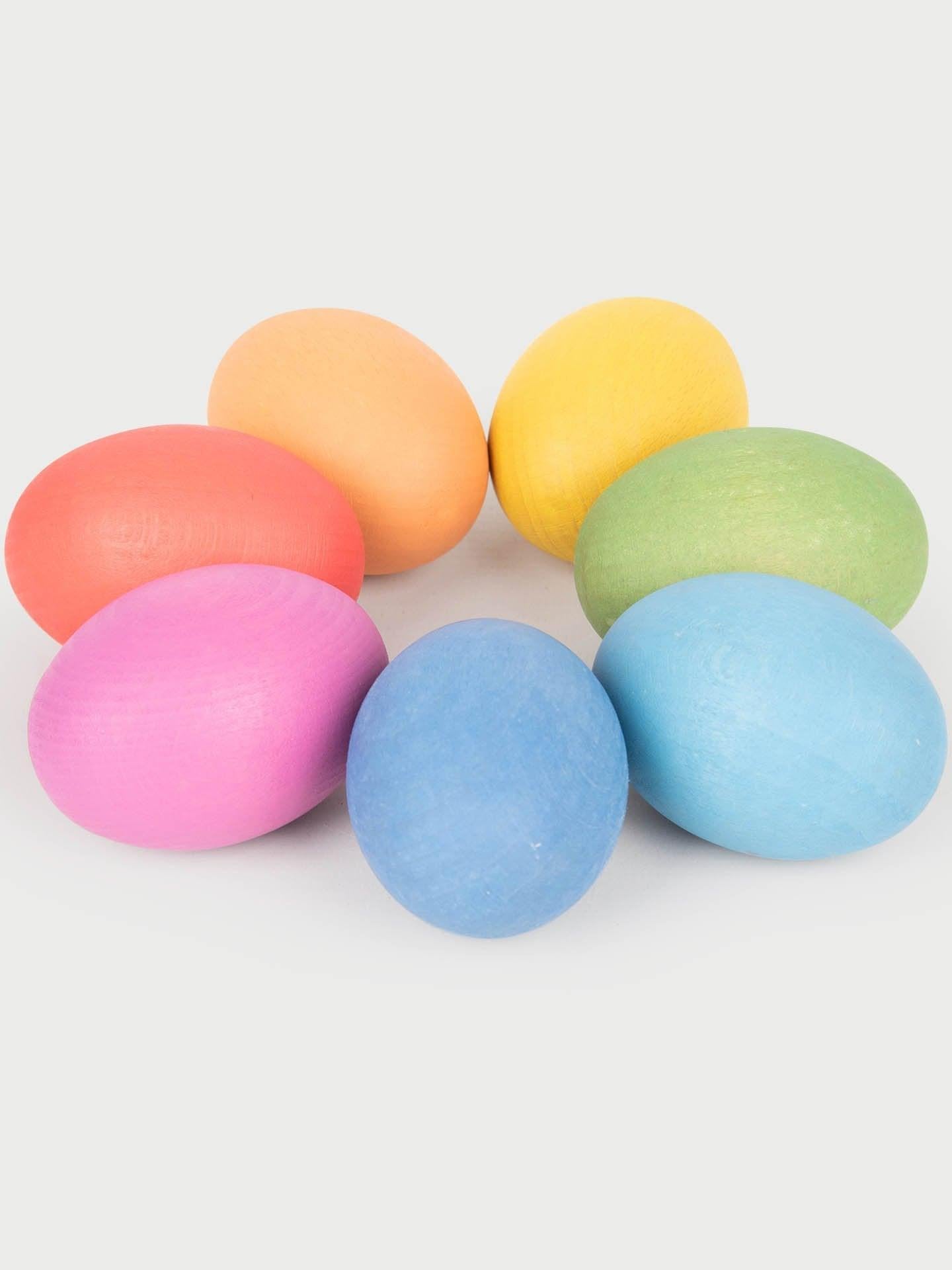 Rainbow Wooden Eggs Set of 7 – Montessori & Waldorf Inspired Toy