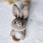 Rattle, Beech Wood Ring with Crocheted Bunny