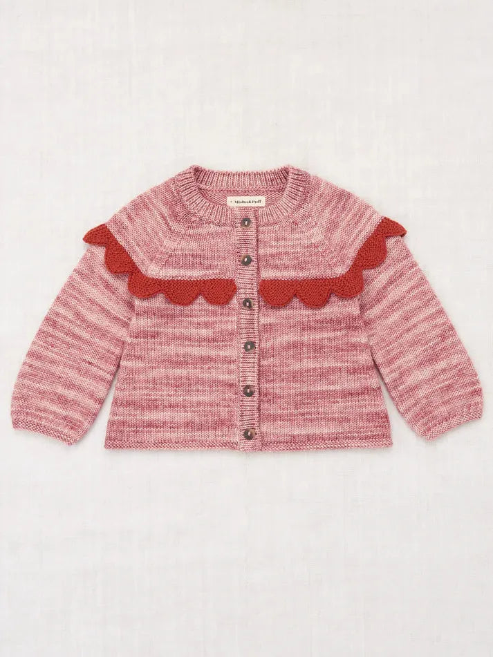 Scallop Yoke Cardigan, Prairie Rose