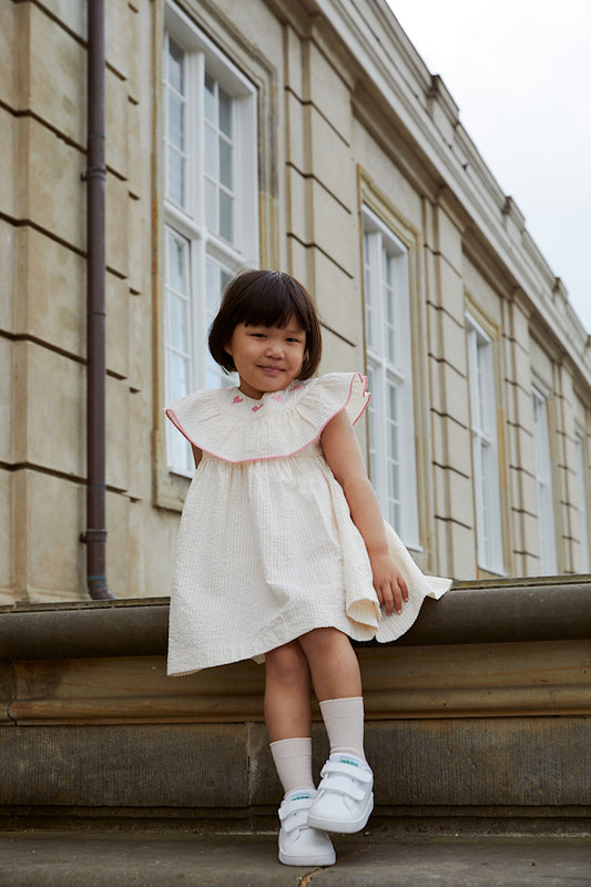 Seersucker Dress W Heart, Dusty Rose