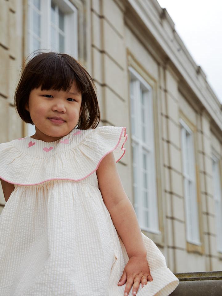 Seersucker Dress W Heart, Dusty Rose