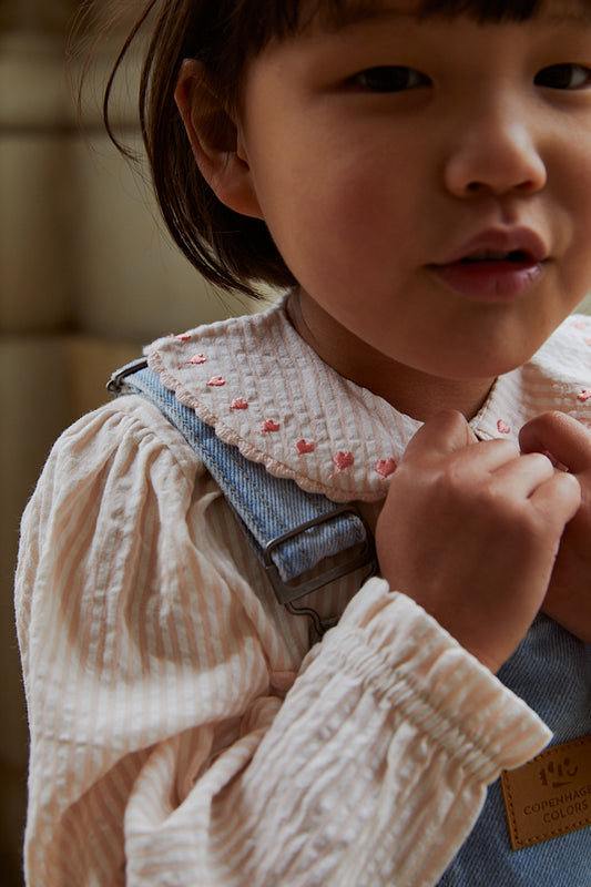 Seersucker Ls Tunic W Hearts, Dusty Rose