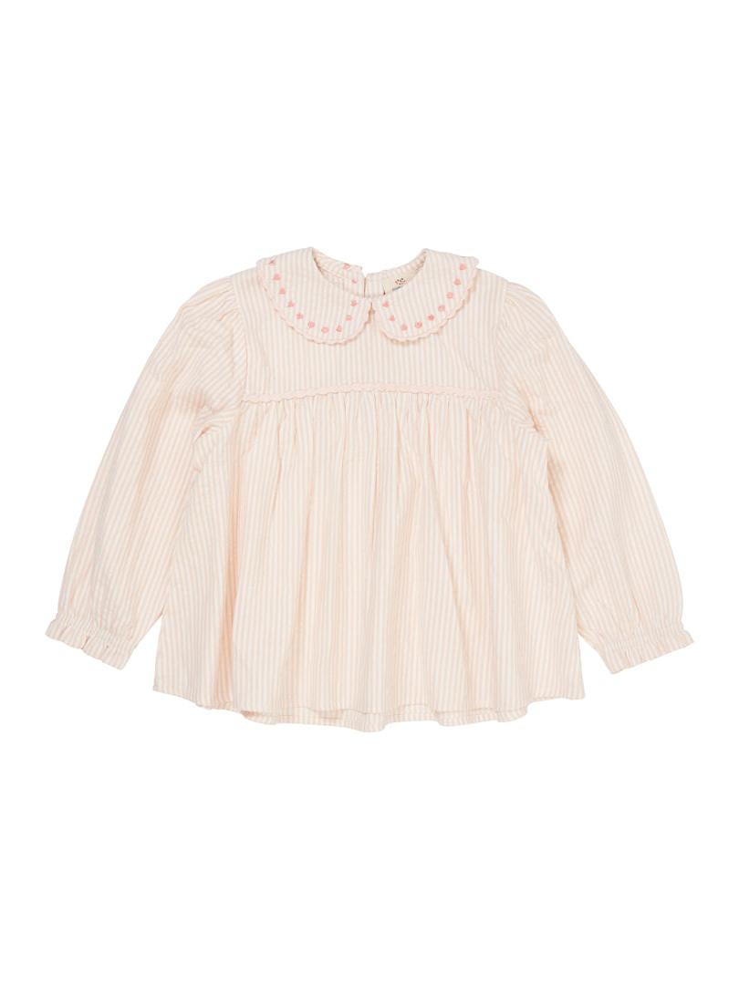 Seersucker Ls Tunic W Hearts, Dusty Rose