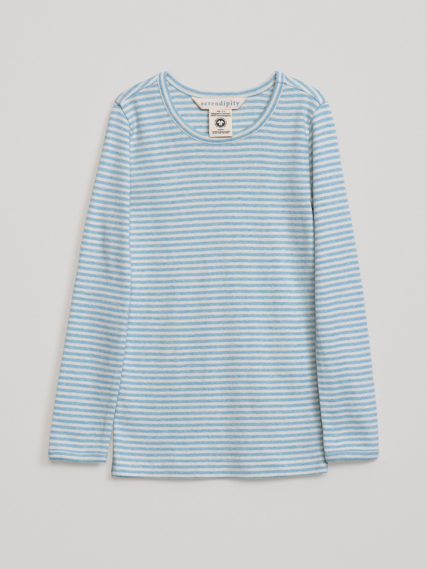 Serendipity, Kids Slim Tee Stripe, Aqua & Offwhite