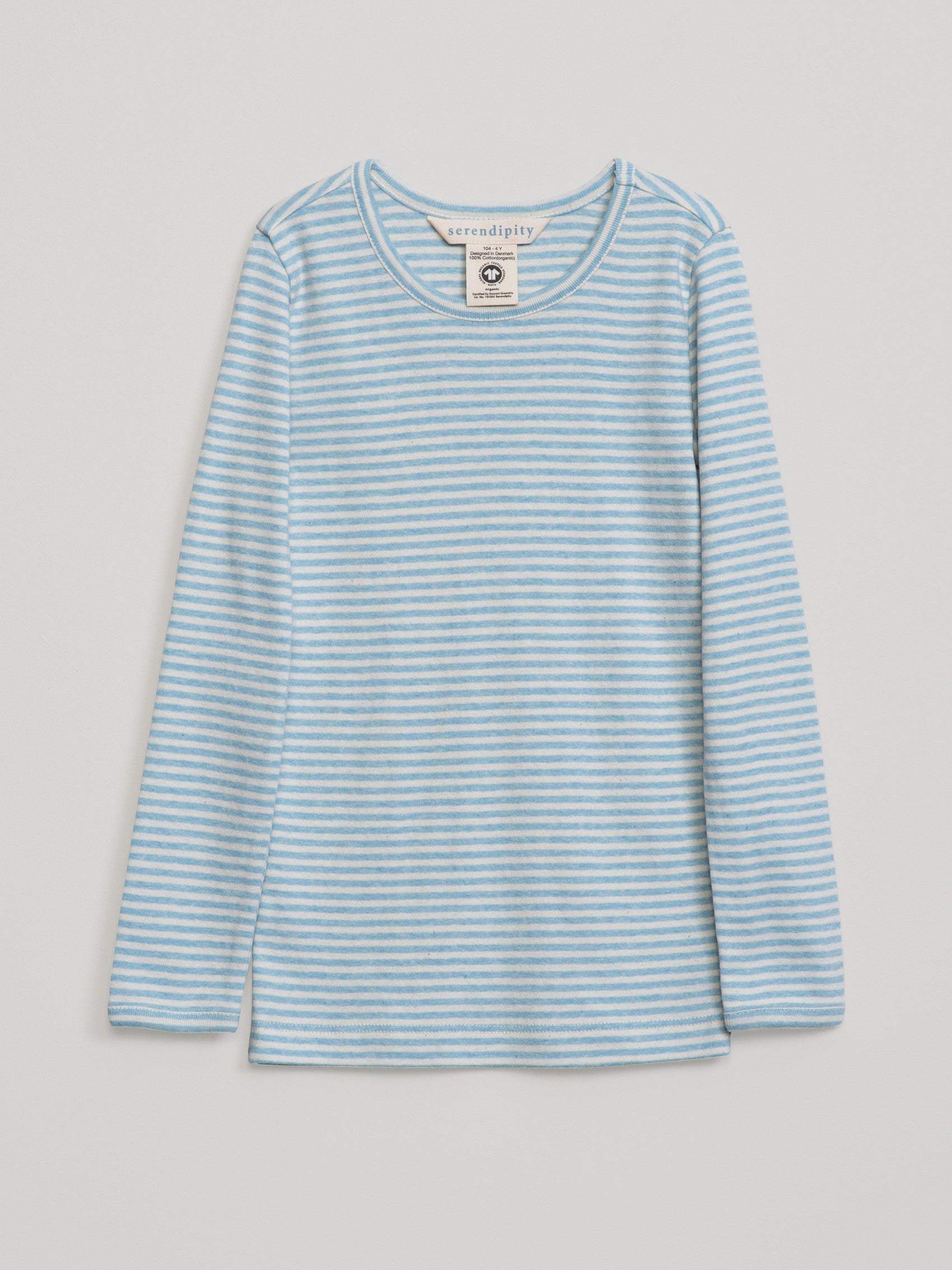 Serendipity, Kids Slim Tee Stripe, Aqua & Offwhite