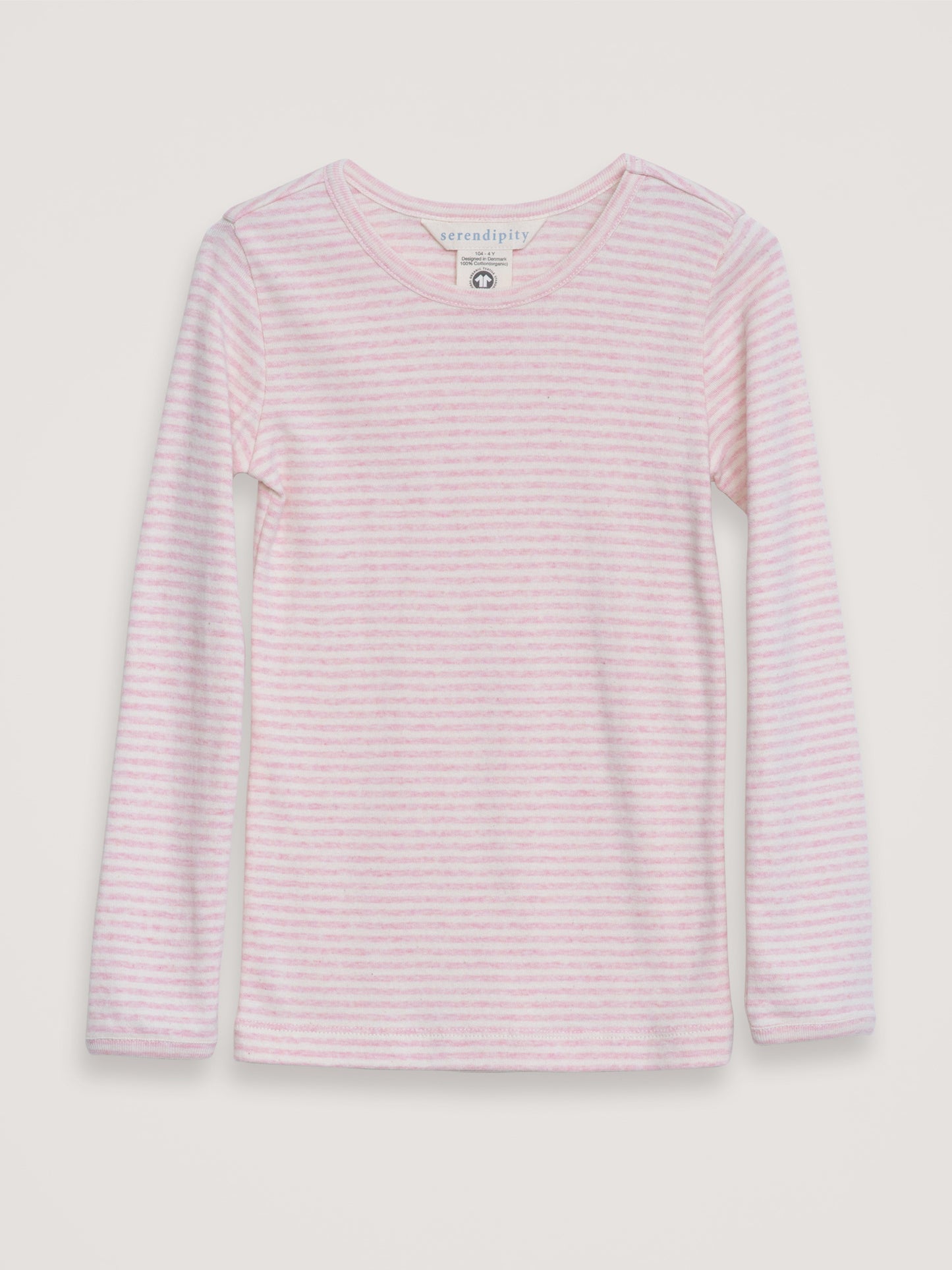 Serendipity, Kids Slim Tee Stripe, Rosebud & Offwhite