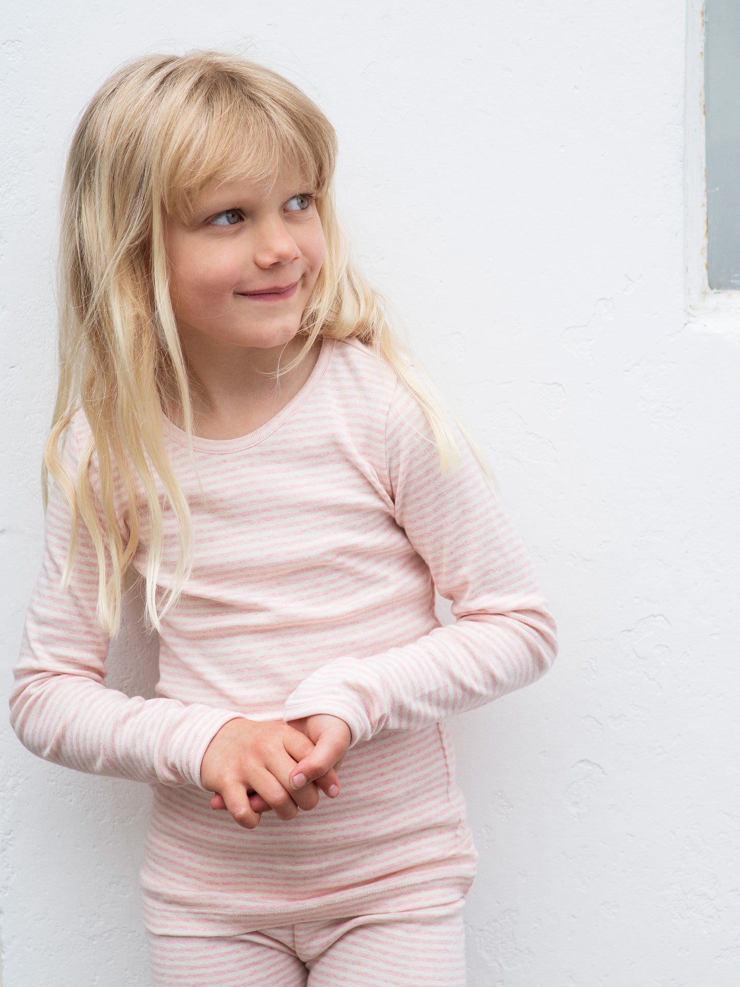 Serendipity, Kids Slim Tee Stripe, Rosebud & Offwhite