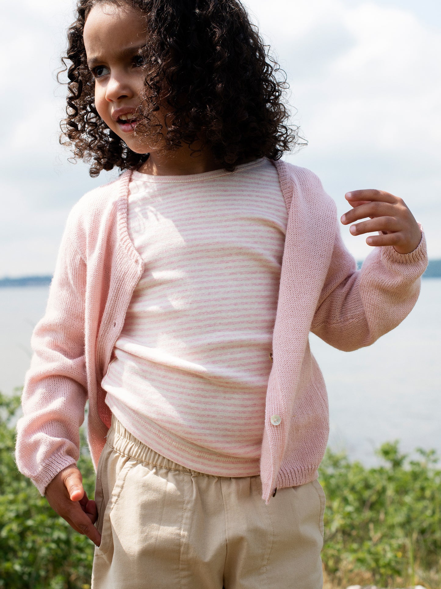 Serendipity, Kids T-Shirt Stripe, Rosebud & Offwhite