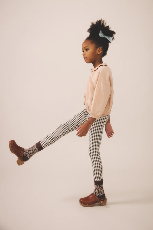 Stretch Legging, Gingham Print, Shale
