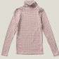 Snap Turtleneck, Gingham Print, Cherry.