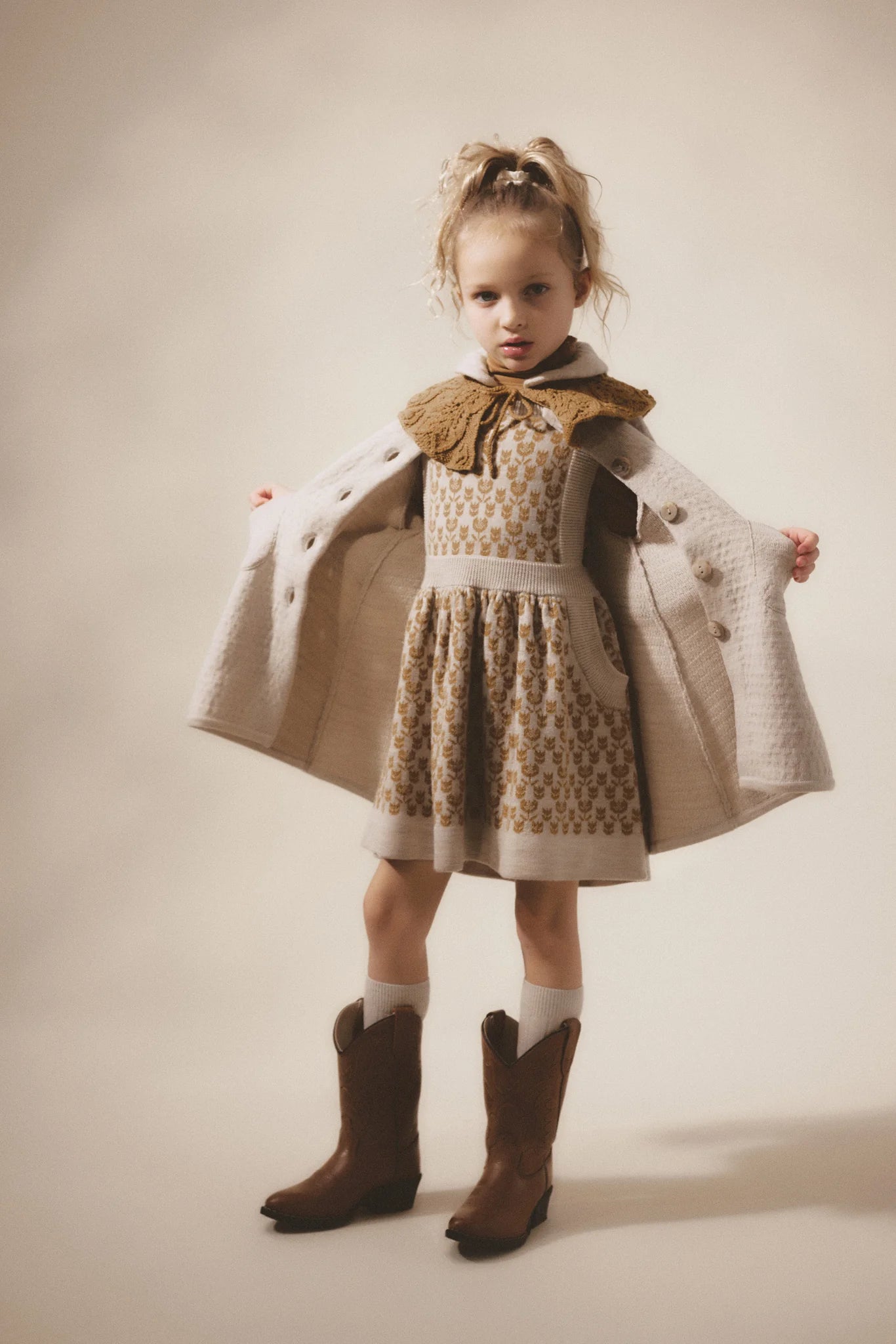 Soor Ploom, Girls Knit Wool Dress, Mathilda, Spice