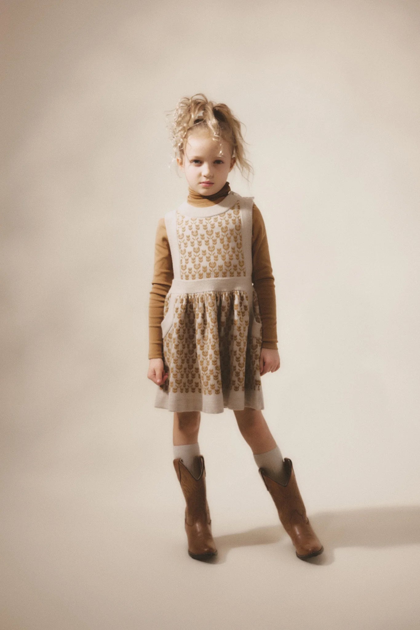 Soor Ploom, Girls Knit Wool Dress, Mathilda, Spice