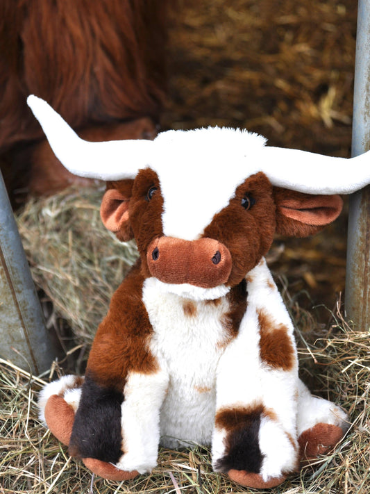 Texas Longhorn Highland Cream Large Brown Cow Soft Toy, 30cm