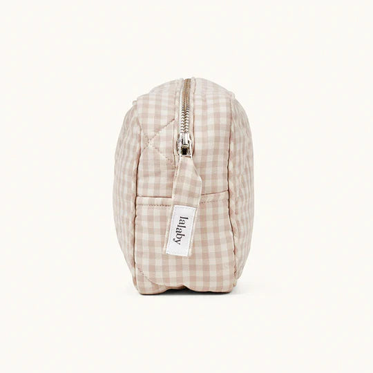 Toiletry Bag, Beige Gingham
