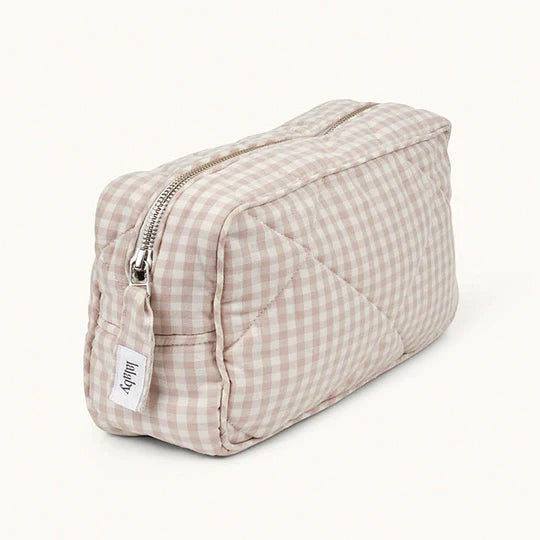 Toiletry Bag, Beige Gingham