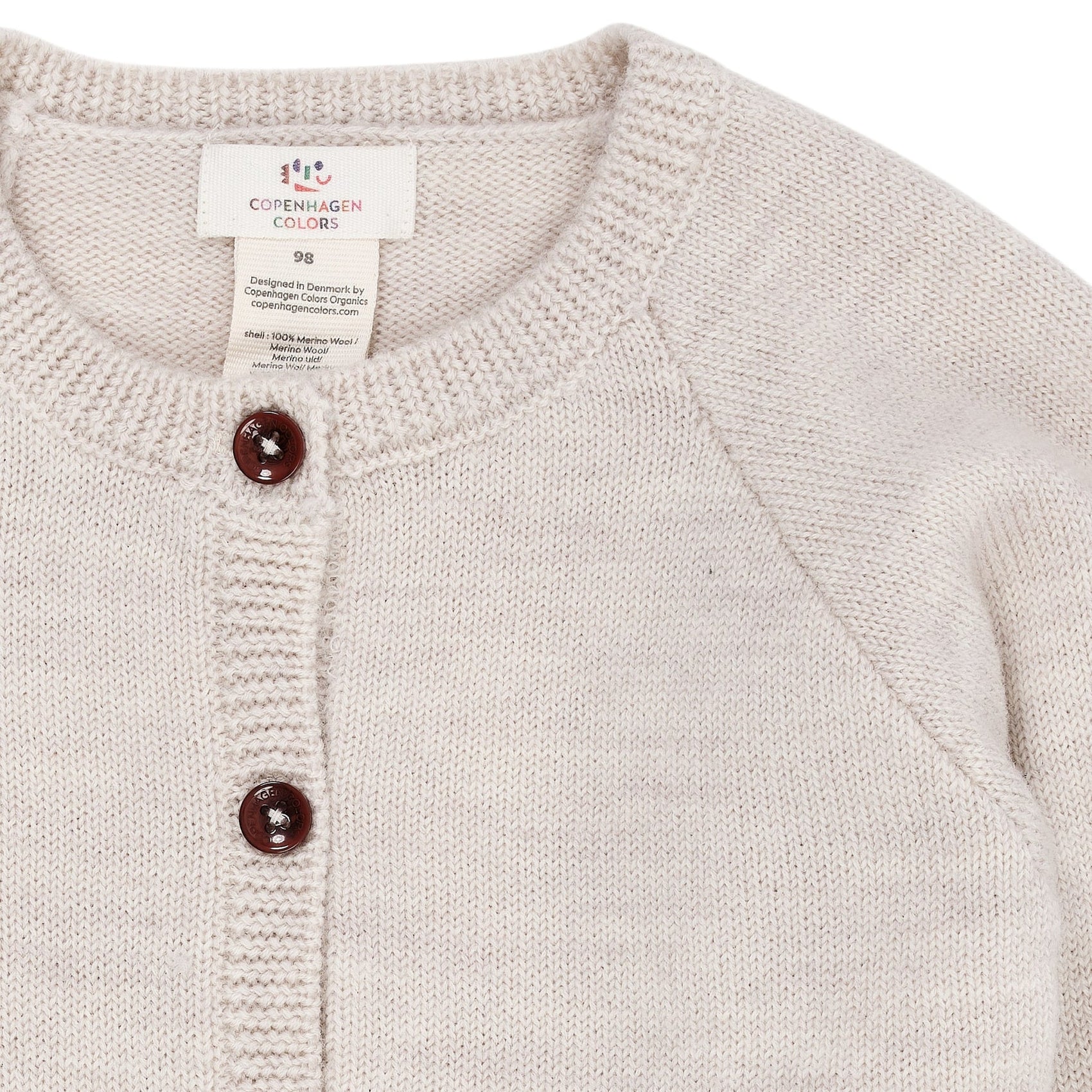 Copenhagen Colors, Merino Knitted Cardigan, Pale Cream Melange