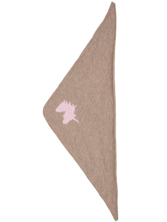 Unicorn Scarf, Beige Wool & Cashmere Blend – Unicorn Triangular Shawl