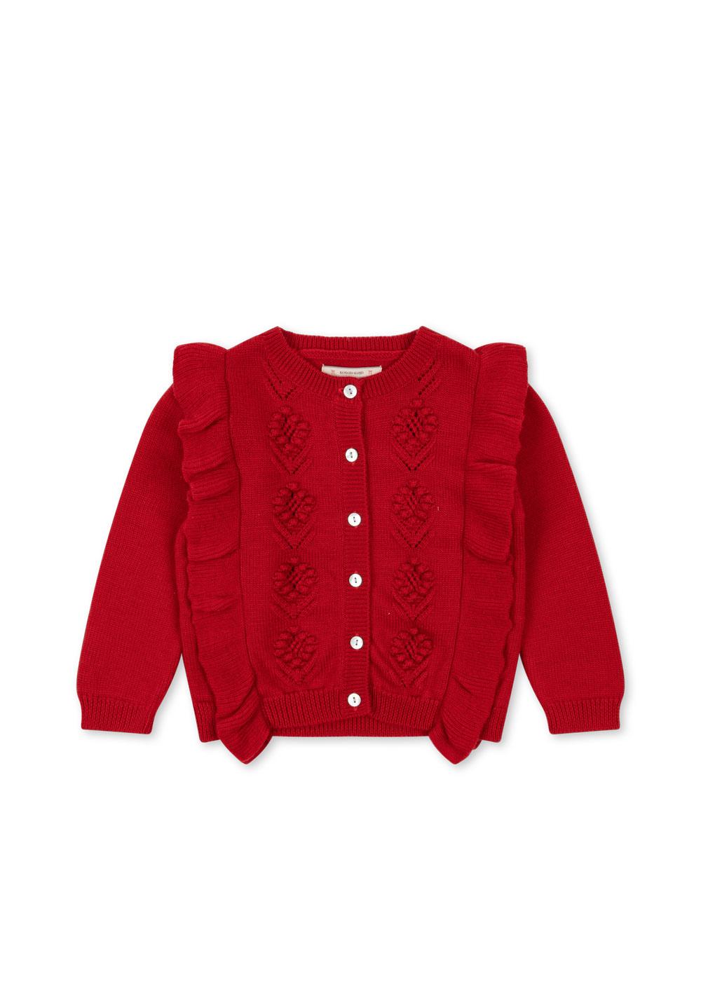 Konges Sløjd, Fiol Frill Cardigan, Barbados Cherry, 100% Merino Wool