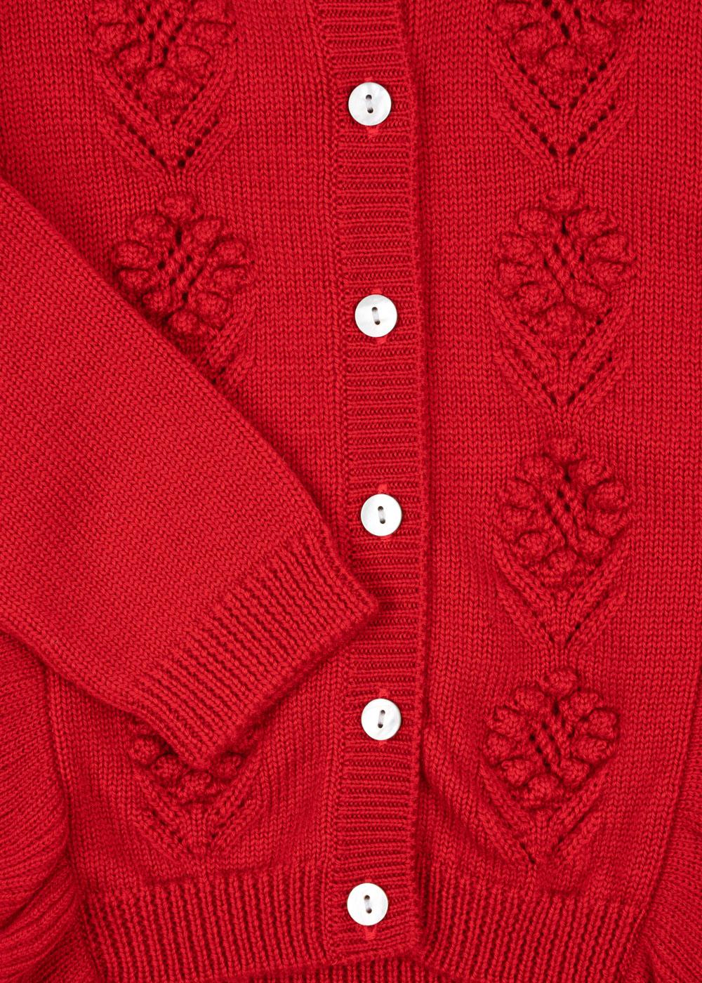 Konges Sløjd, Fiol Frill Cardigan, Barbados Cherry, 100% Merino Wool