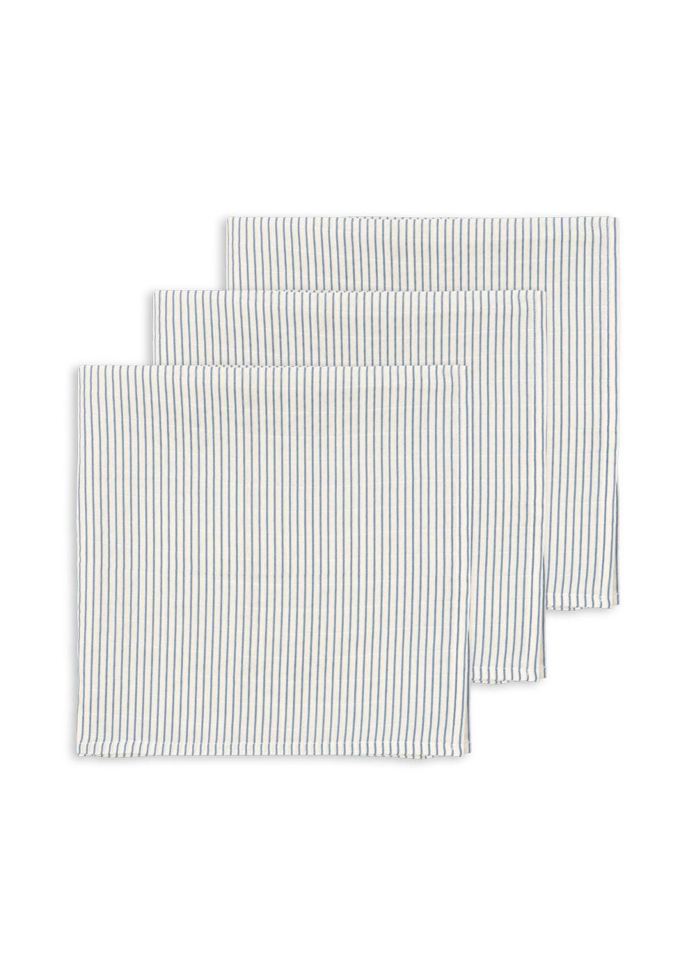 3 Pack Muslin Cloths - Stripe Blue
