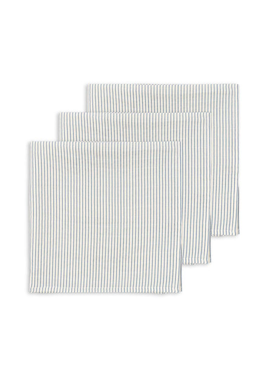 3 Pack Muslin Cloths - Stripe Blue