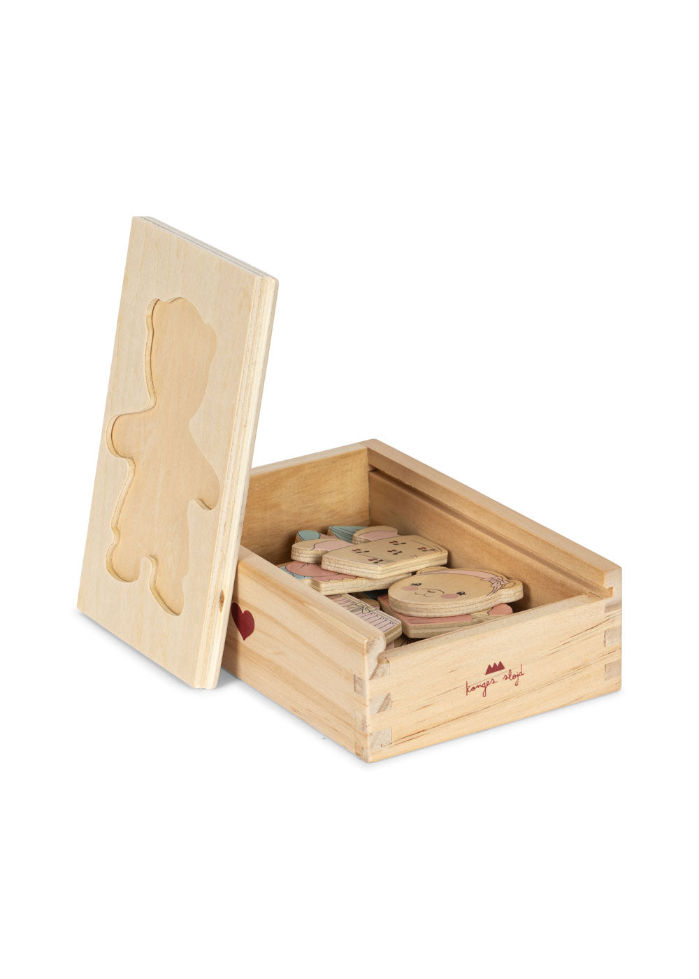 Wooden Teddy dress up Puzzle, Dusty Pink.