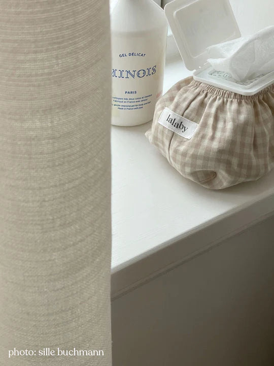 Wet Wipe Cover, Beige Gingham