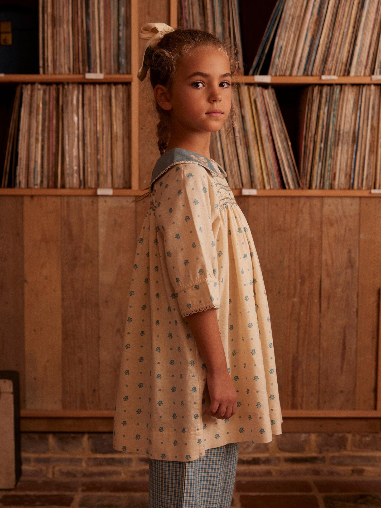 Willow Smock Shift Dress, Meadow Calico, Cashew