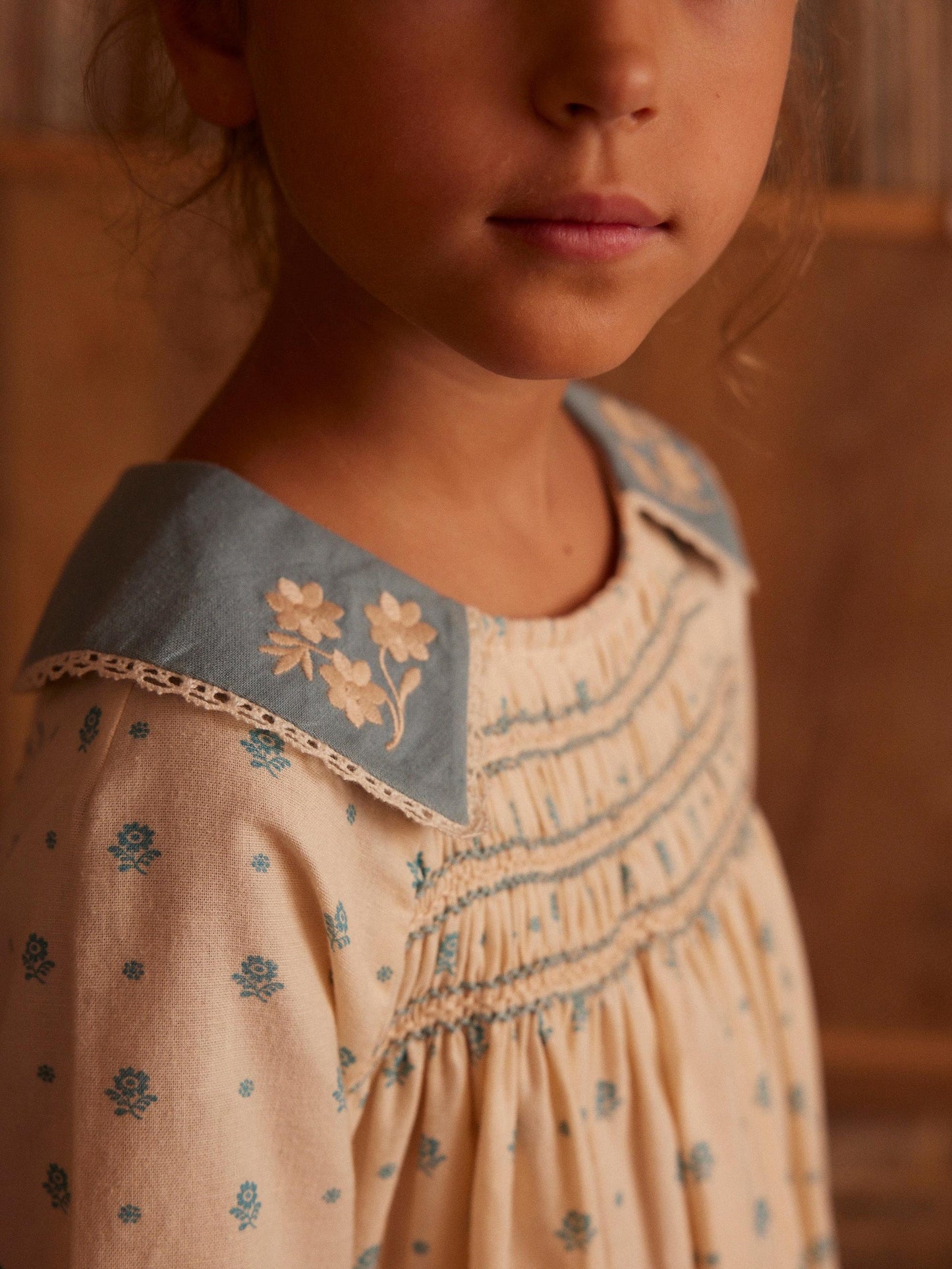 Willow Smock Shift Dress, Meadow Calico, Cashew