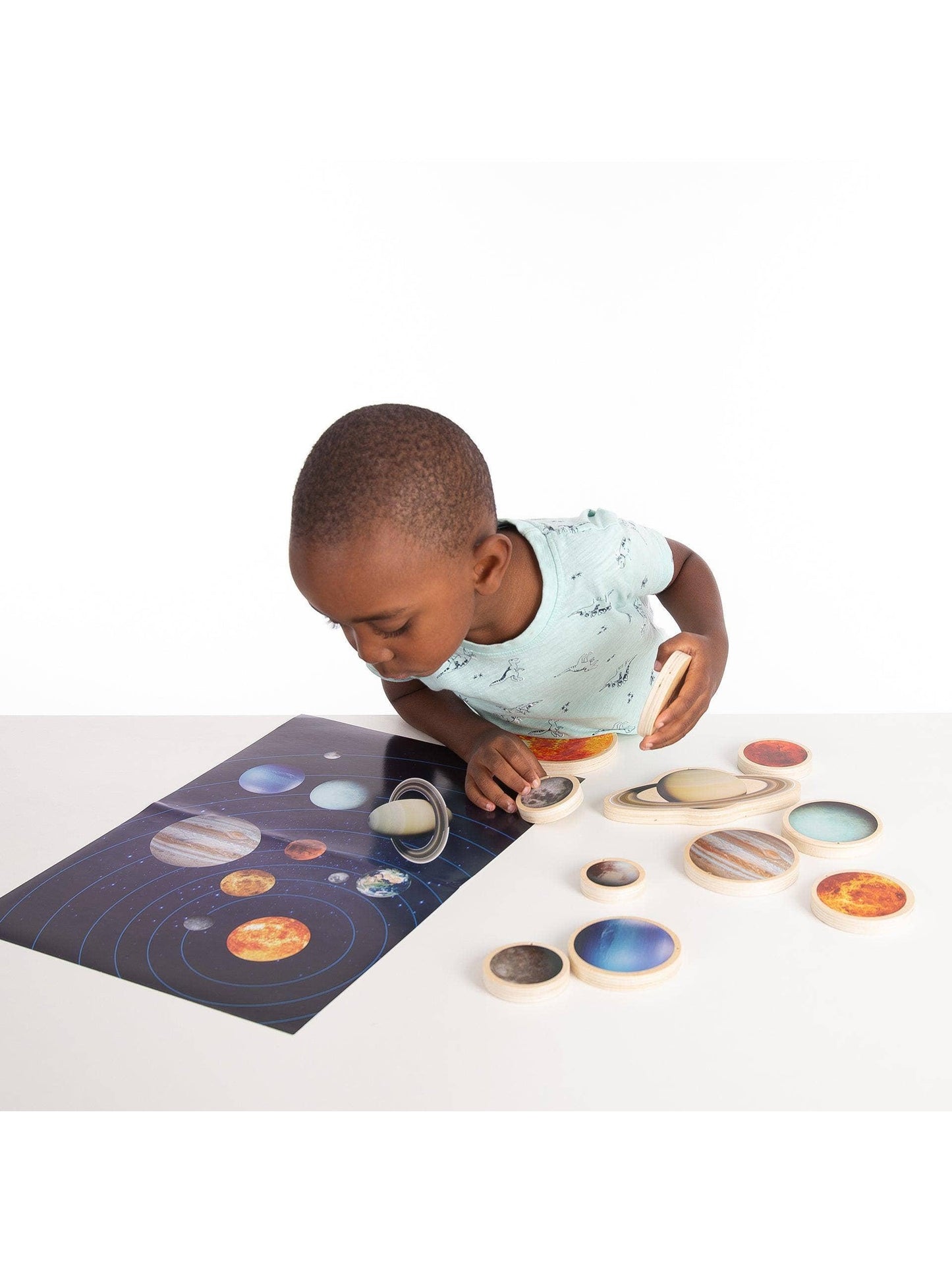 Wooden Solar System Discs Set of 11 – Montessori Space Learning Toy