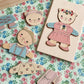Wooden Teddy dress up Puzzle, Dusty Pink.
