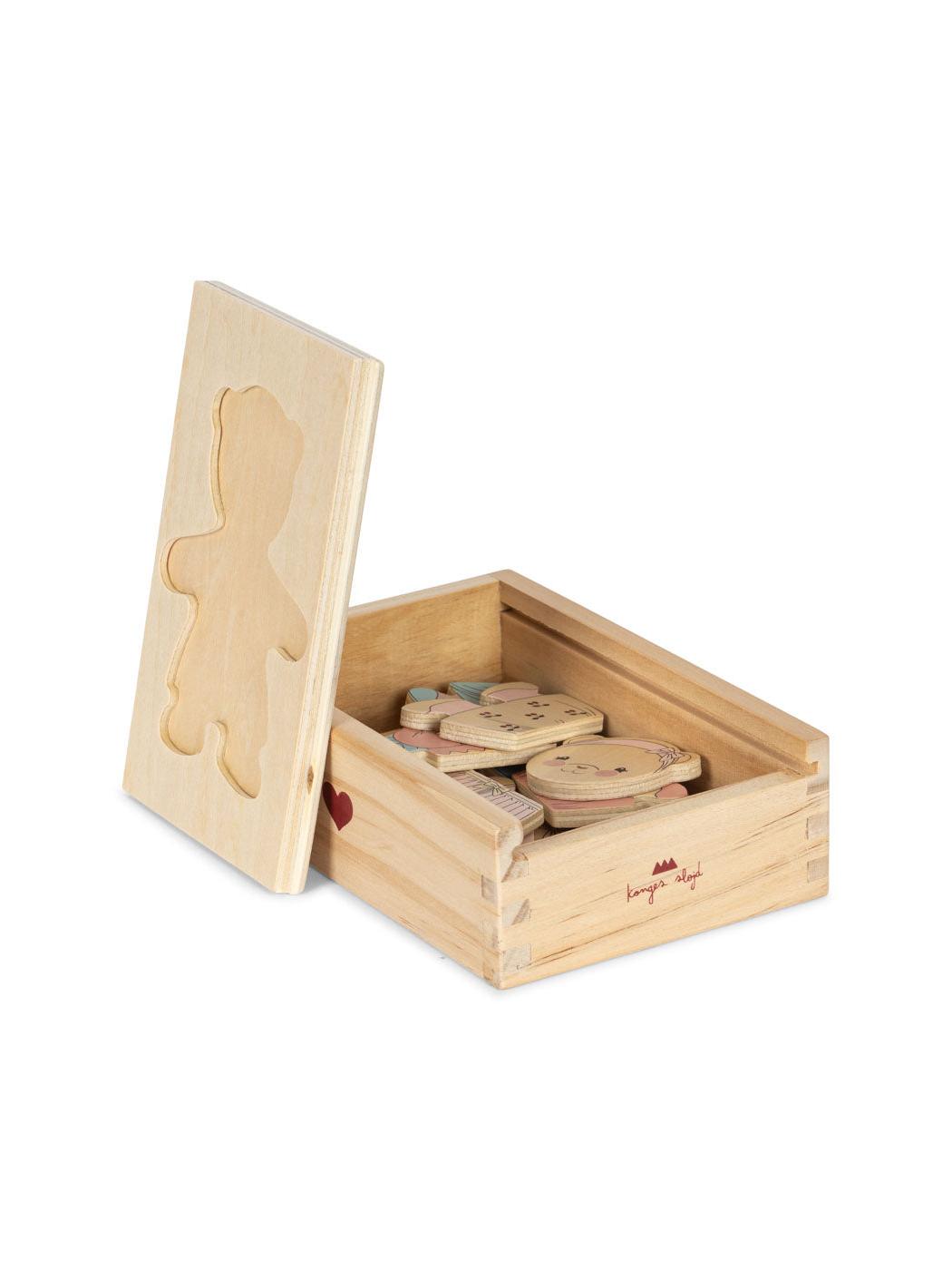 Wooden Teddy dress up Puzzle, Dusty Pink.