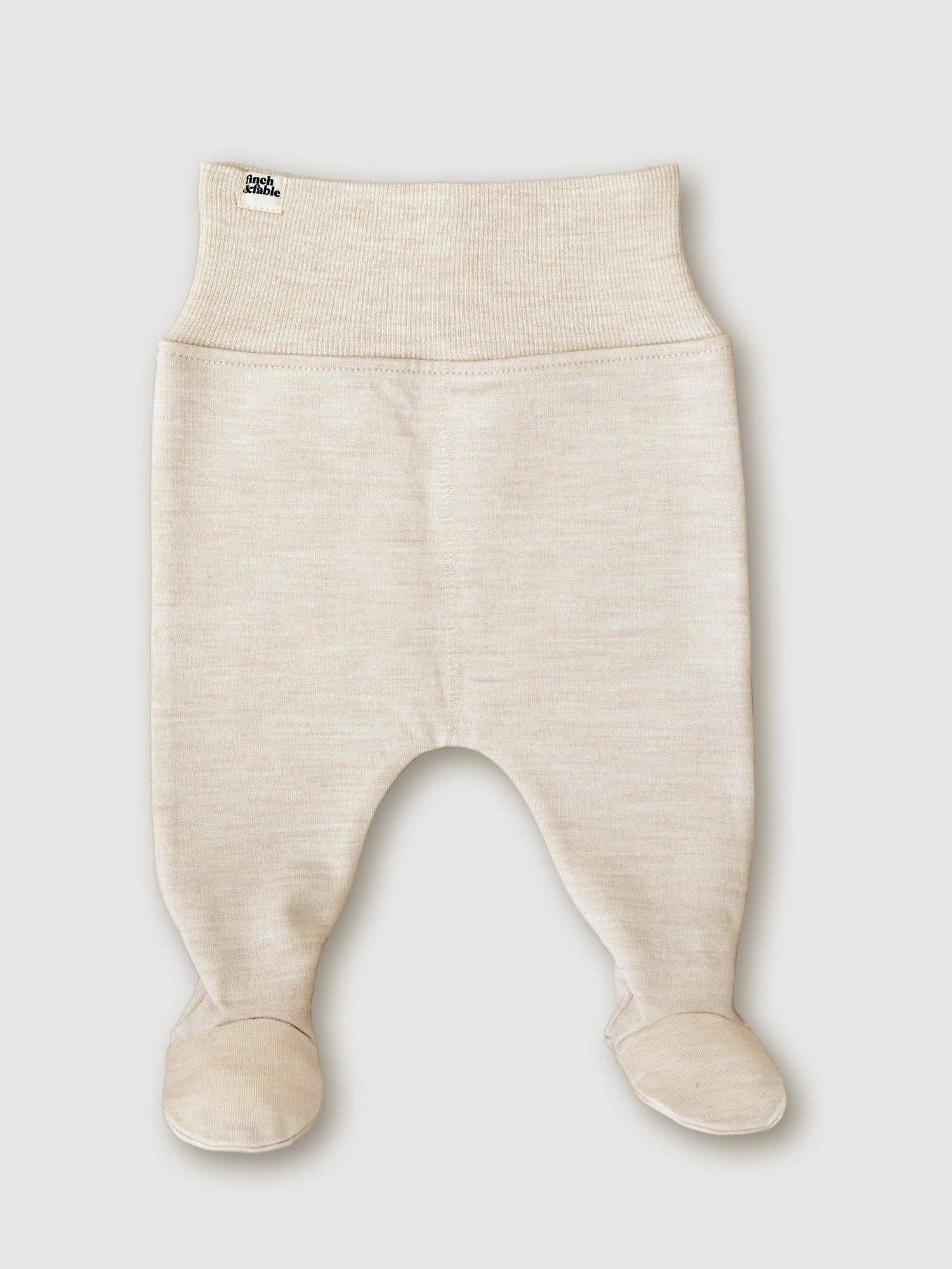 Wool Fleece Footed Pants - Oat