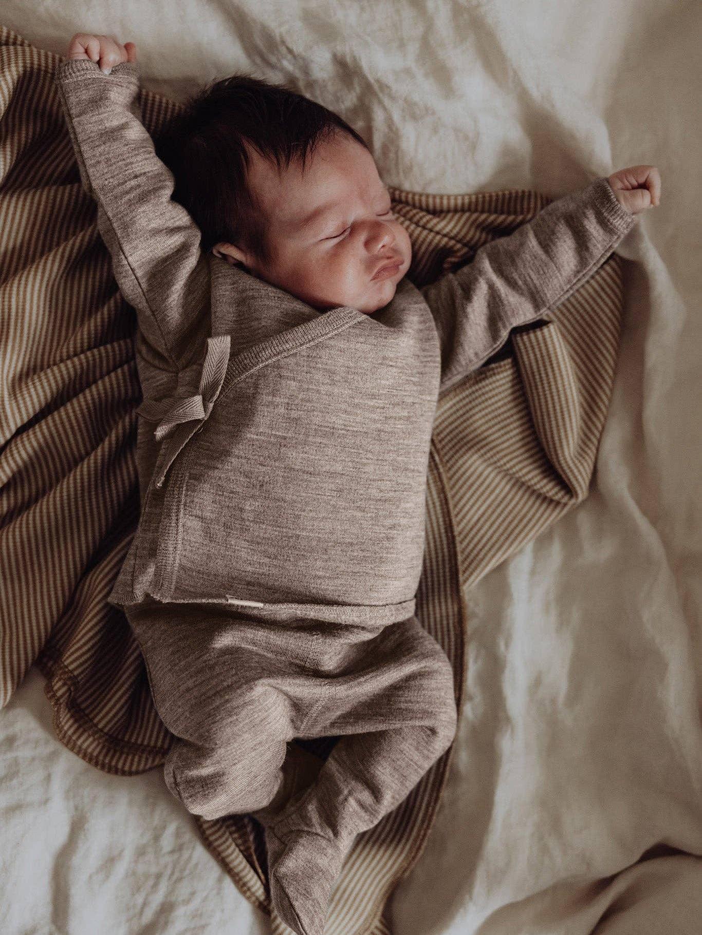 Wool Fleece Footed Pants - Sand