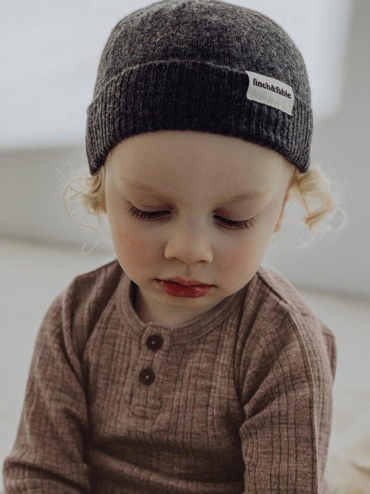 Wool Rib Henley Top - Sand