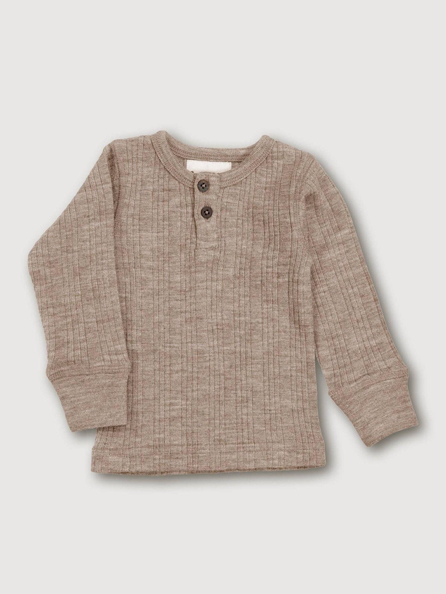 Wool Rib Henley Top - Sand