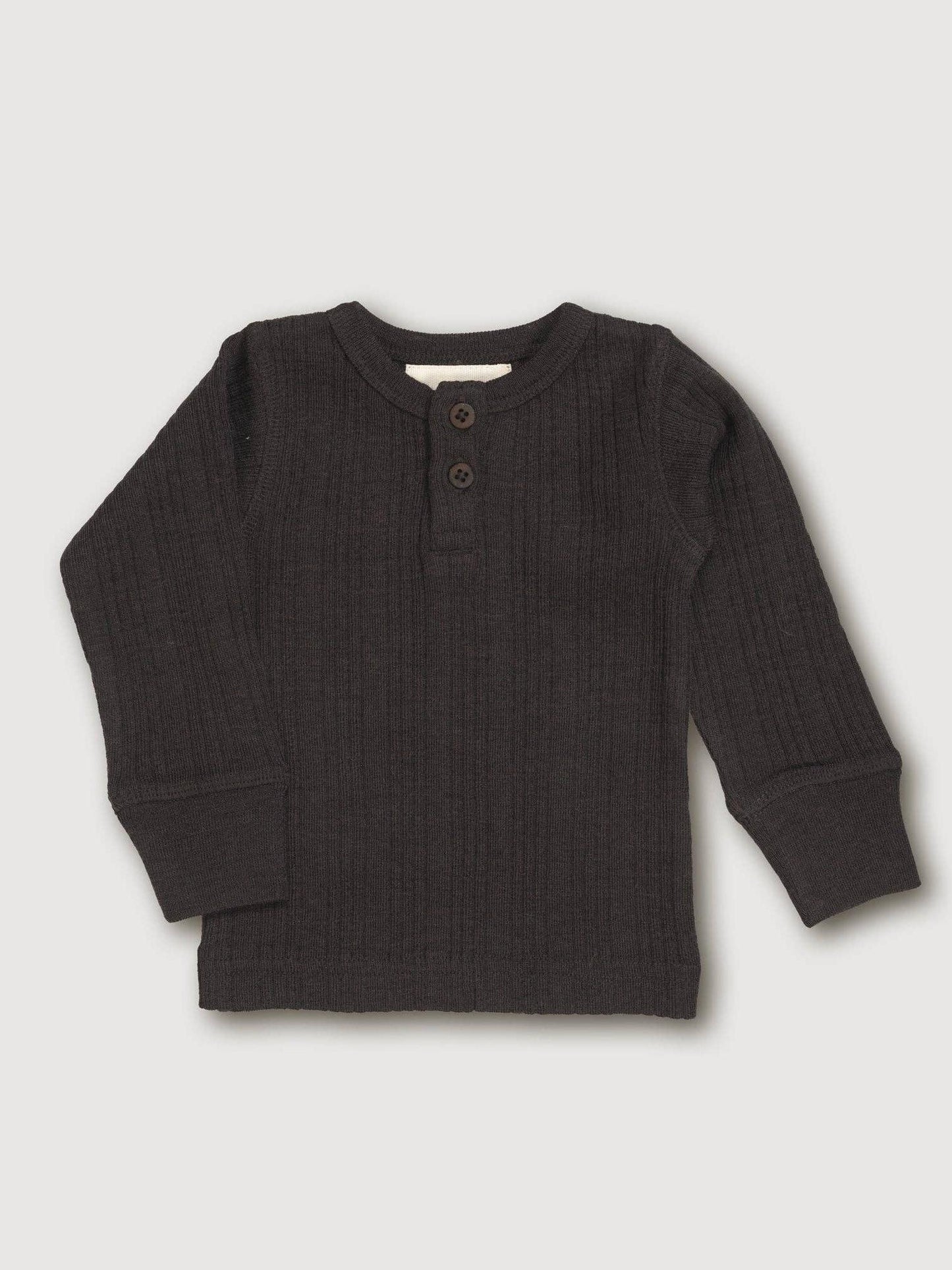 Wool Rib Henley Top - Storm