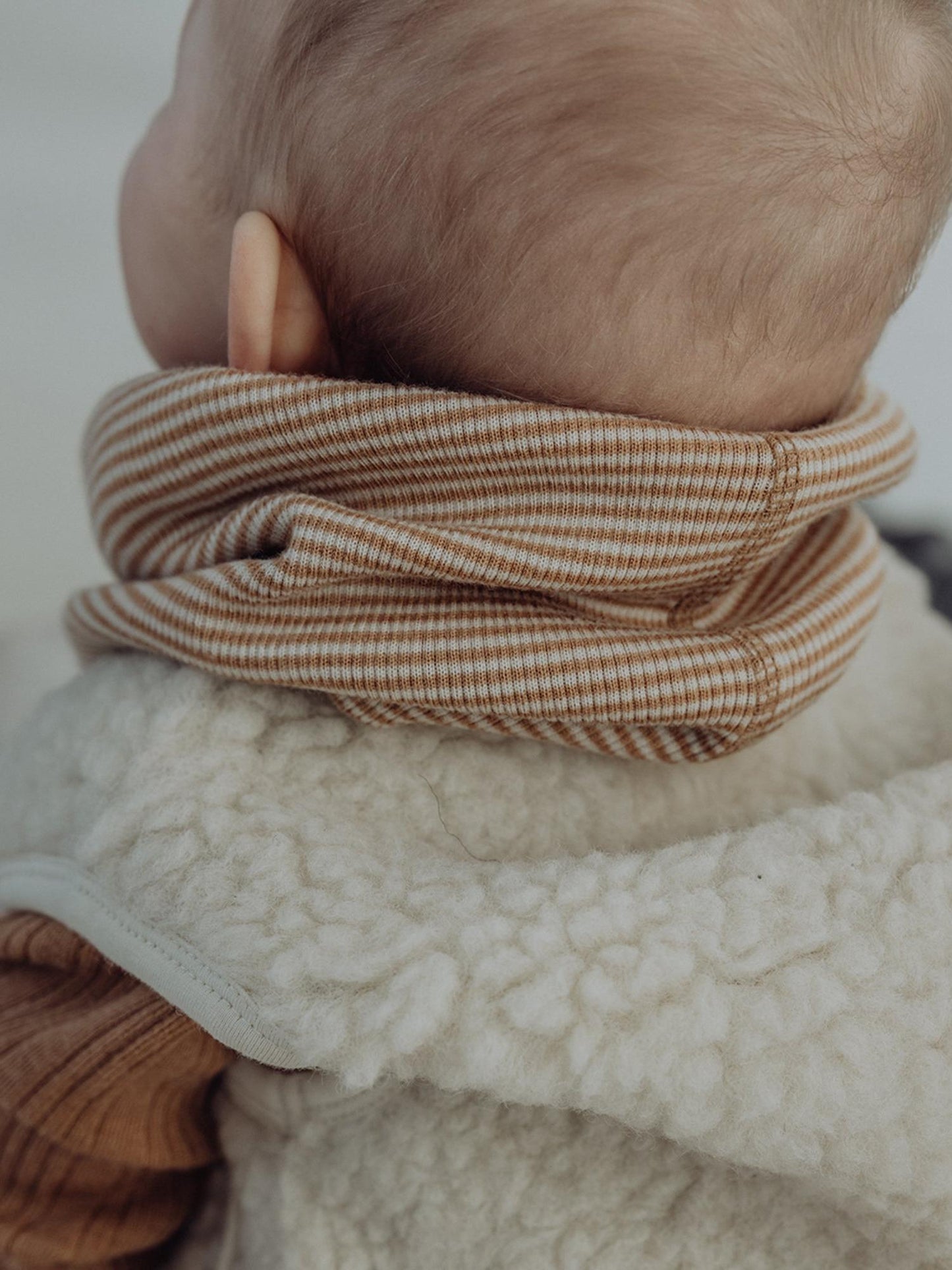 Wool Rib Infinity Scarf - Oat Stripe