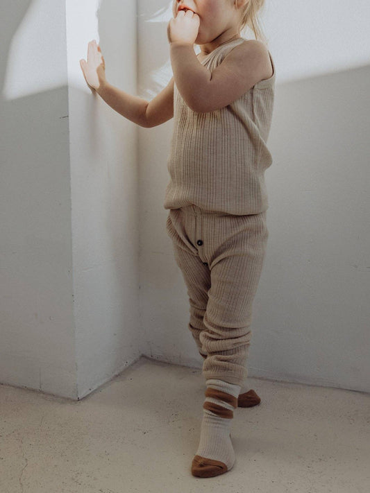Wool Rib Leggings - Oat